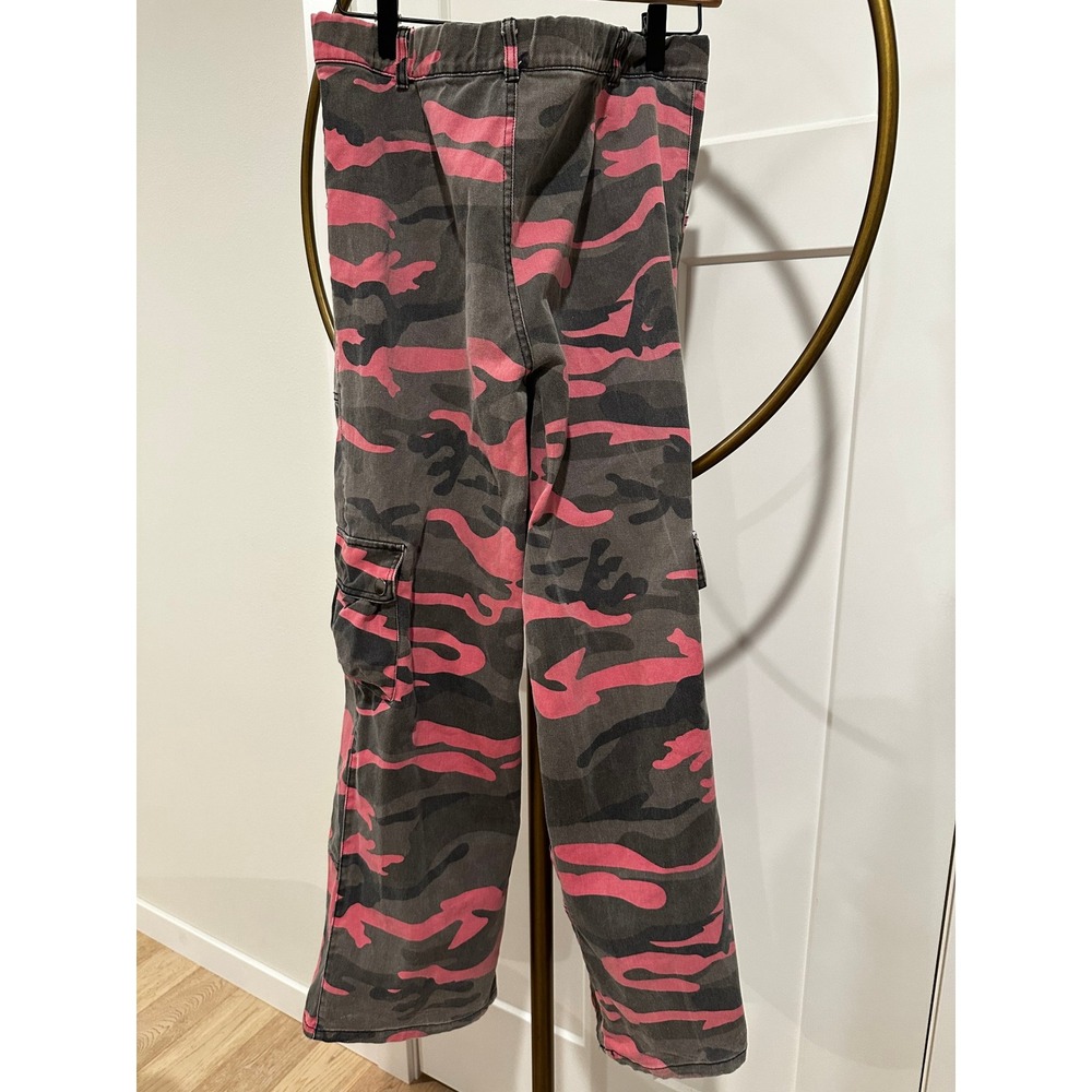 Y2K Fashion Nova Kids Pink Grey Camo Cargo Pants Girls Size 16